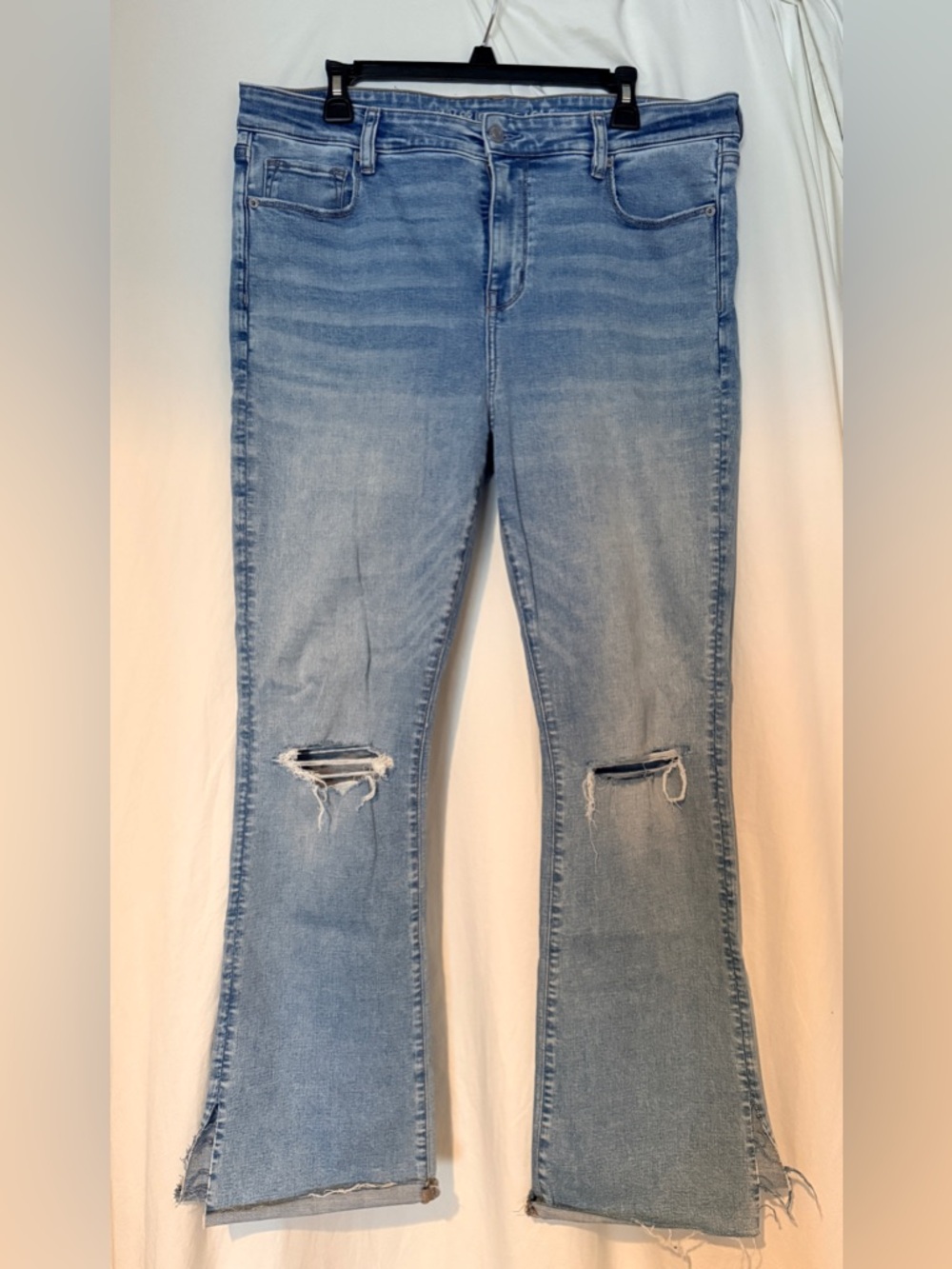 American Eagle Outfitters Light Blue Distressed skinny kick boot  Jeans